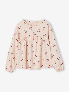 Meisje-T-shirt, souspull-Shirtblouse met print voor meisjes