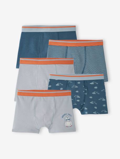 Garçon-Lot de 5 boxers stretch Yéti garçon