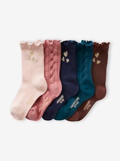Meisje-Ondergoed-Sokken-Set van 5 paar geribde gebreide hartjessokken voor meisjes