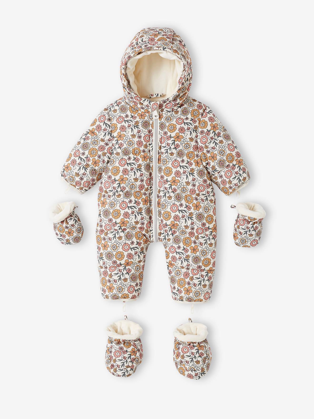 Vertbaudet Combipakje Met Bloemen Voor Baby Met Fleece Voering Lichtbeige Met Print