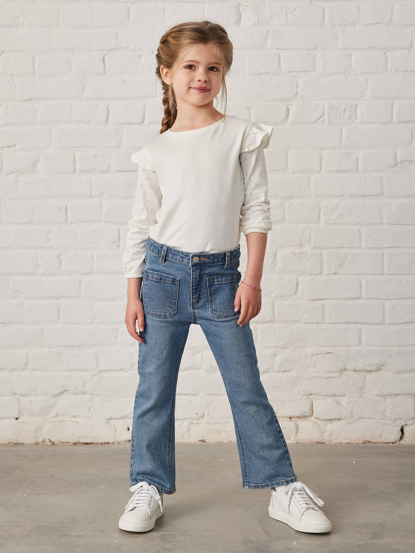Vertbaudet Flared Meisjesjeans 7/8 Stone