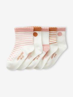 Baby-Set van 5 paar sokken met stippen/strepen voor meisjesbaby's