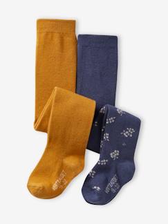 Bébé-Chaussettes, Collants-Lot de 2 paires de collants à fleurs/unis bébé fille