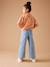 Wijde meisjesjeans met rafels aan de onderkant donkerblauw+gebleekt denim+grijs+stone - vertbaudet enfant 