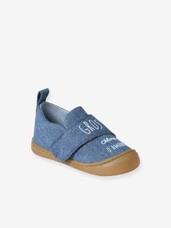 Schoenen-Denim stoffen sloffen met klittenband voor baby