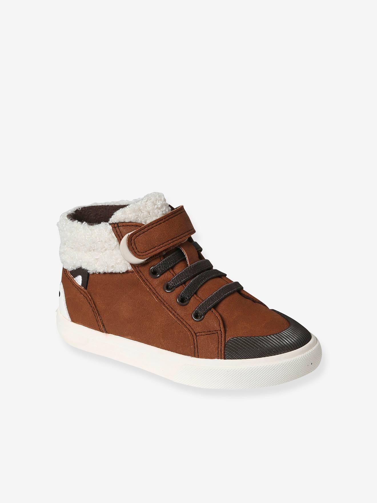 Vertbaudet Hoge Sneakers Van Leer, Kleutercollectie Bruin