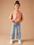 Wijde meisjesjeans met rafels aan de onderkant donkerblauw+gebleekt denim+grijs+stone - vertbaudet enfant 