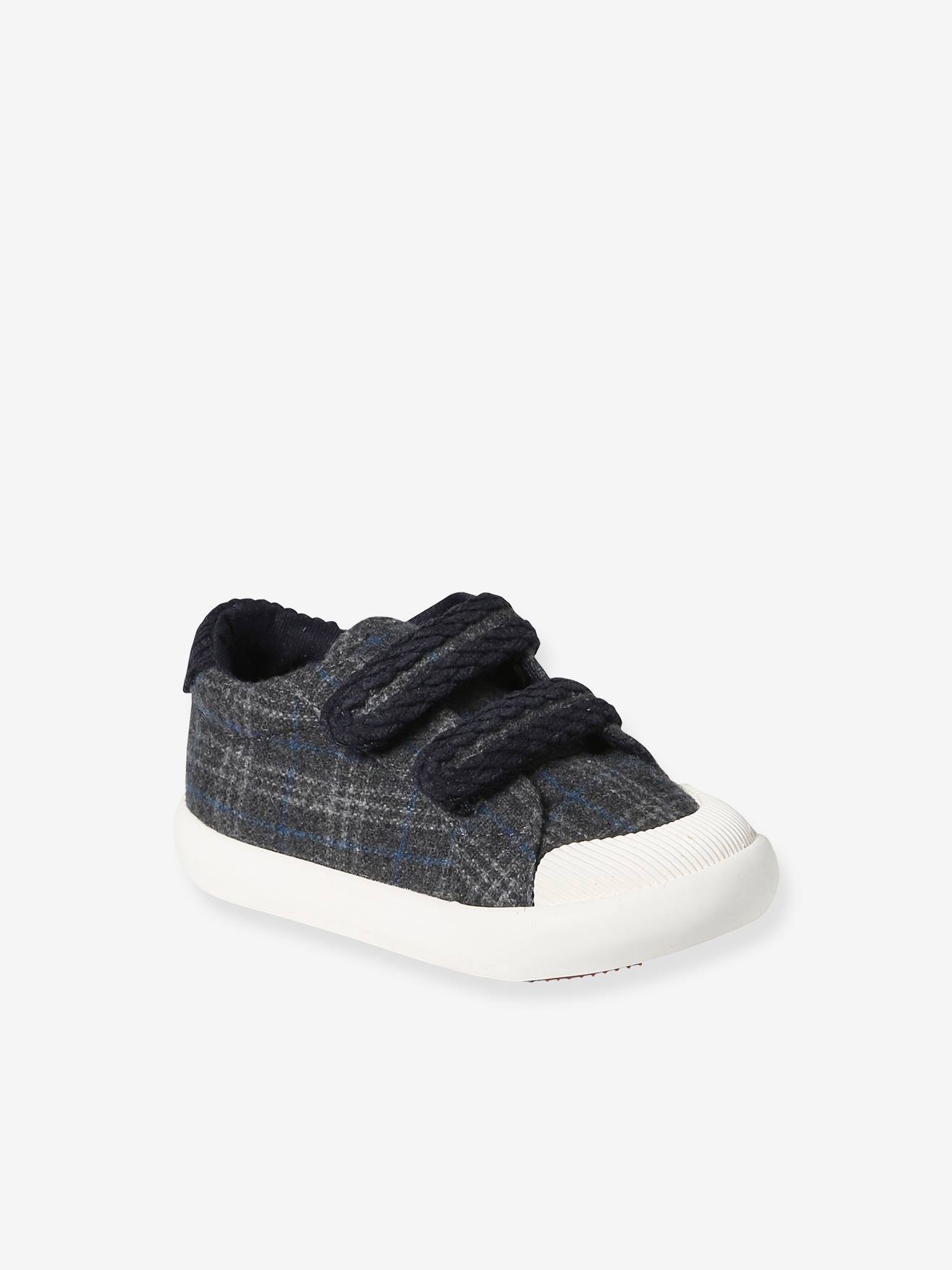 Vertbaudet Textielen Sneakers Met Klittenband Voor Baby Grijs, Geruit