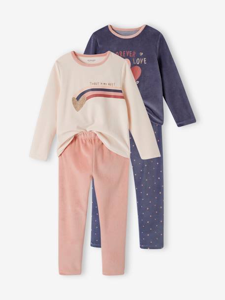 Fille-Lot de 2 pyjamas fille velours forever love