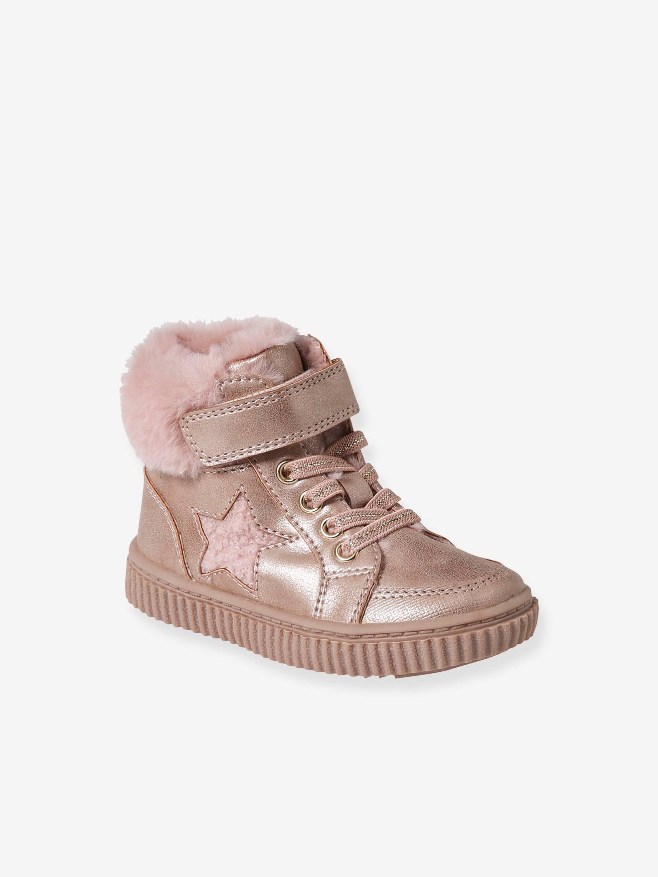 Vertbaudet Gevoerde Sneakers Met Veters, Klittenband En Ritssluiting Voor Baby's Nude