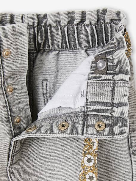 Jean style paperbag et sa ceinture fleurie fille denim brut+denim gris+noir+stone - vertbaudet enfant 