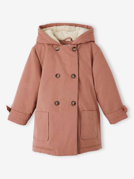 Fille-Manteau, veste-Manteau, parka, blouson-Parka à capuche chic effet peau de pêche fille