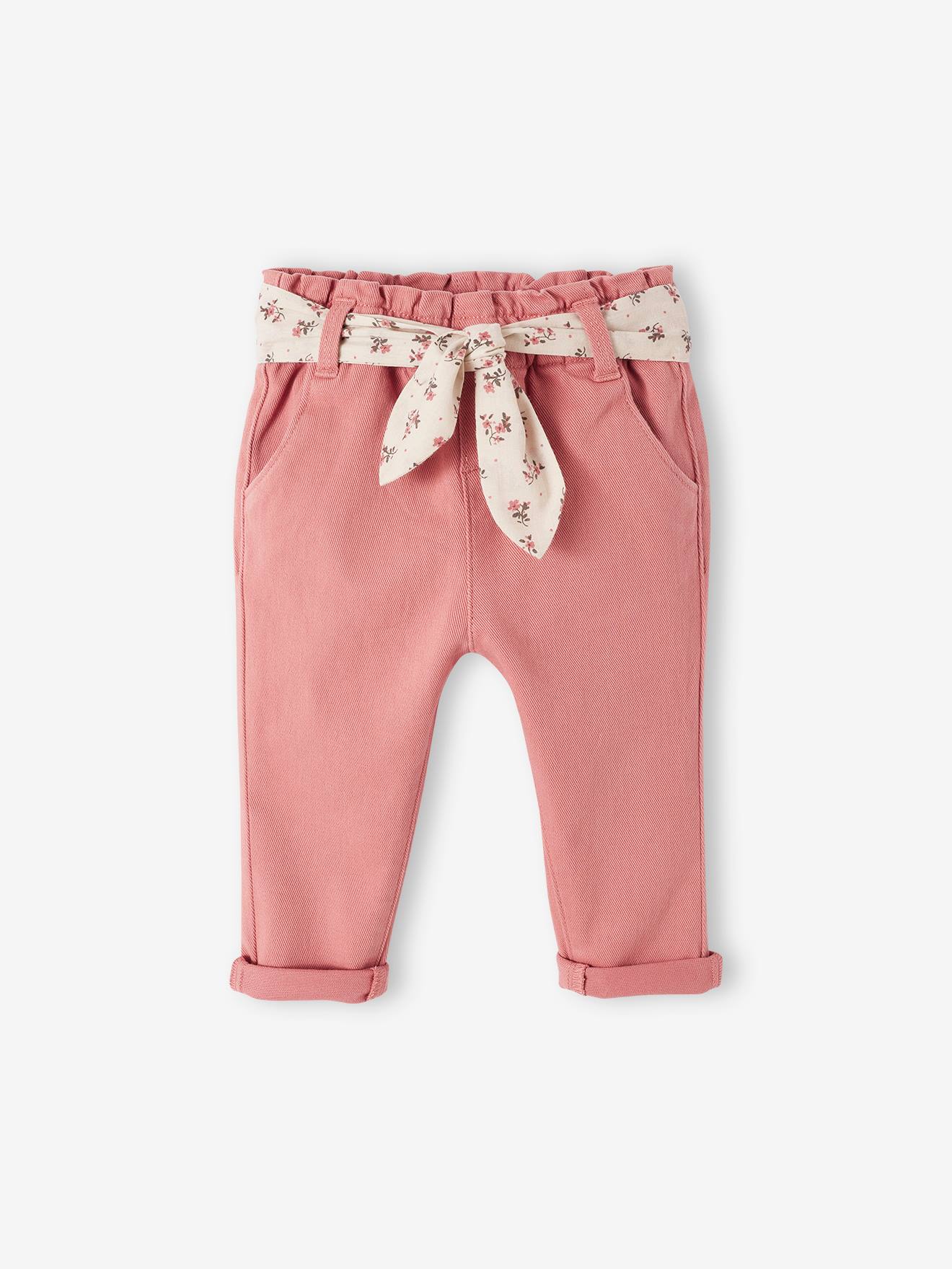 Vertbaudet Babybroek Met Stoffen Riem Oudroze
