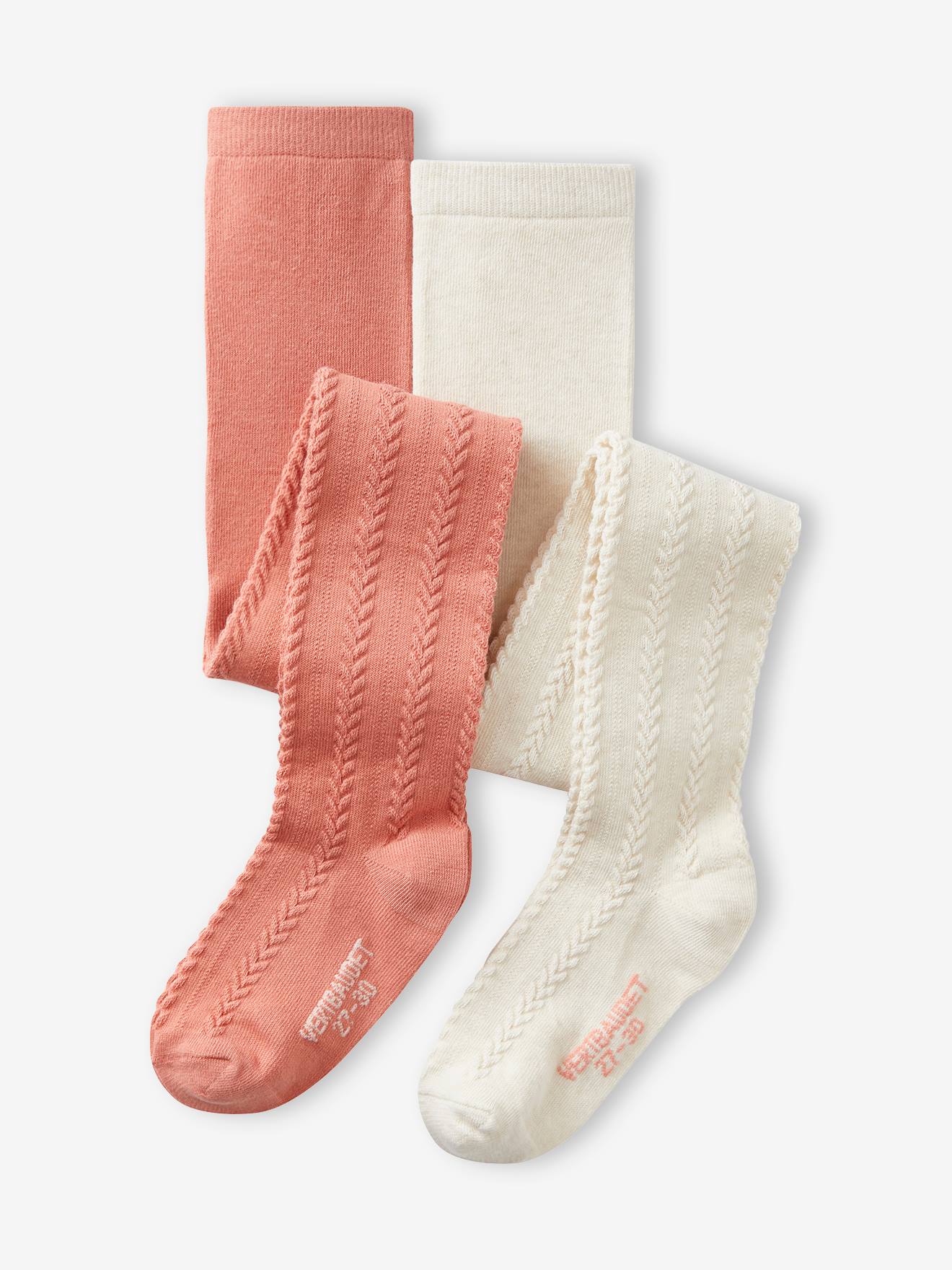Vertbaudet Set Van 2 Meisjespanty's Met Kabelsteek Rozenhout