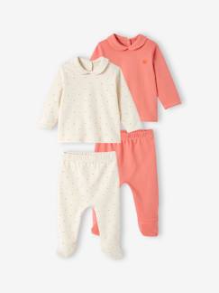 -Lot de 2 pyjamas coeur  fluo bébé en interlock