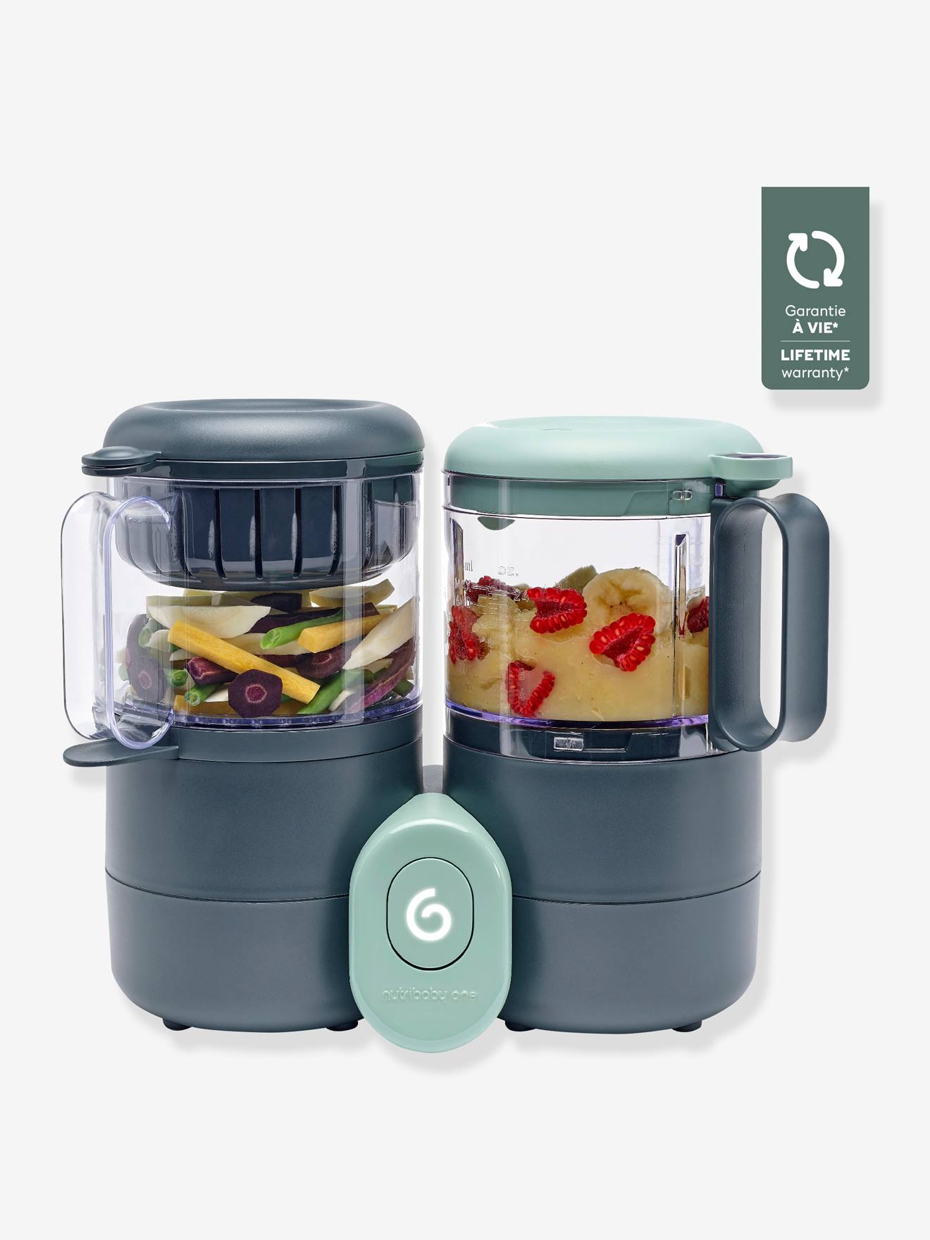 Robot multifonction préparateur culinaire cuiseur et mixeur Nutribaby One noir-gris-bleu