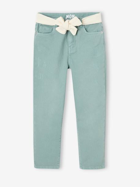 Fille-Pantalon Mom et sa ceinture en gaze de coton fille