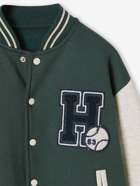 Sweat garçon molleton style teddy badge en bouclettes. anthracite+marine+vert émeraude+vert sapin - vertbaudet enfant 