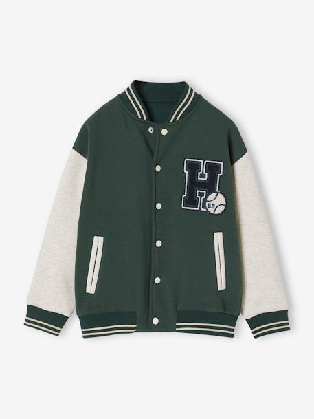 Sweat garçon molleton style teddy badge en bouclettes. anthracite+marine+vert émeraude+vert sapin - vertbaudet enfant 