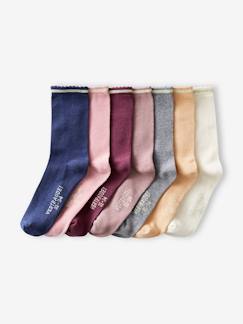Fille-Sous-vêtement-Chaussettes-Lot de 7 paires de mi-chaussettes fille lurex