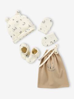 Baby-Set muts + wanten + slofjes + babytas voor baby