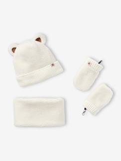 Baby-Set voor babyjongen 'Bear Mood' met muts + snood + wanten  van sherpa