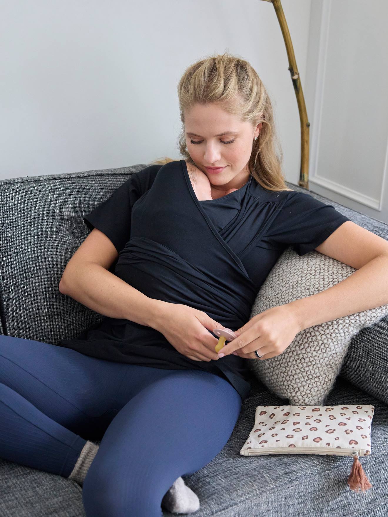 Vertbaudet Huid-op-huid T-shirt Voor Volwassenen Van Biologisch Katoen Zwart