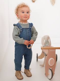 Bébé-Salopette, combinaison-Salopette bébé en denim bretelles à volants