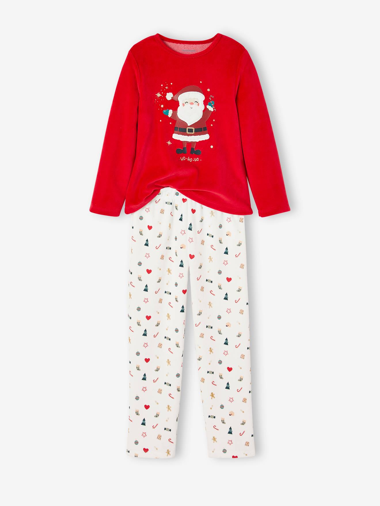 Vertbaudet Fluwelen Kerst Meisjespyjama Rood