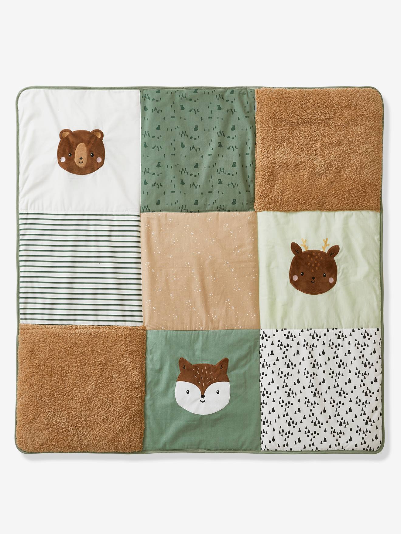 Vertbaudet Green Forest Oeko-Tex® Gewatteerde Vloermat / Boxkleed Ecru/meerkleurig