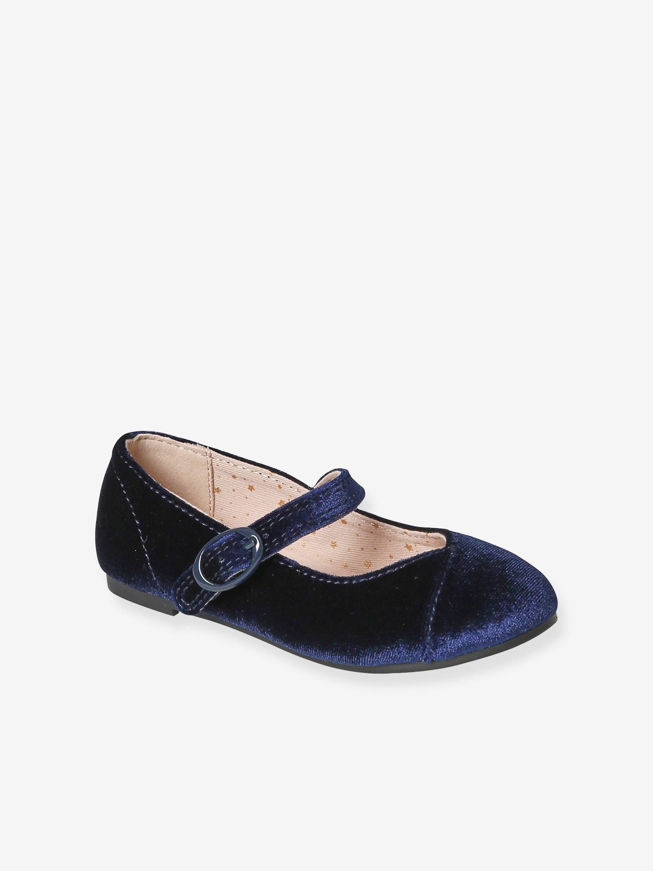 Vertbaudet Fluwelen Glanzende Ballerina's Kleutercollectie Marineblauw