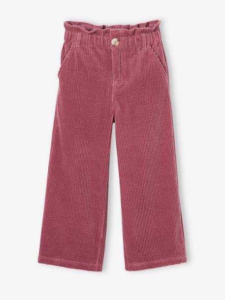 Fille-Pantalon fille large velours côtelé style paperbag 