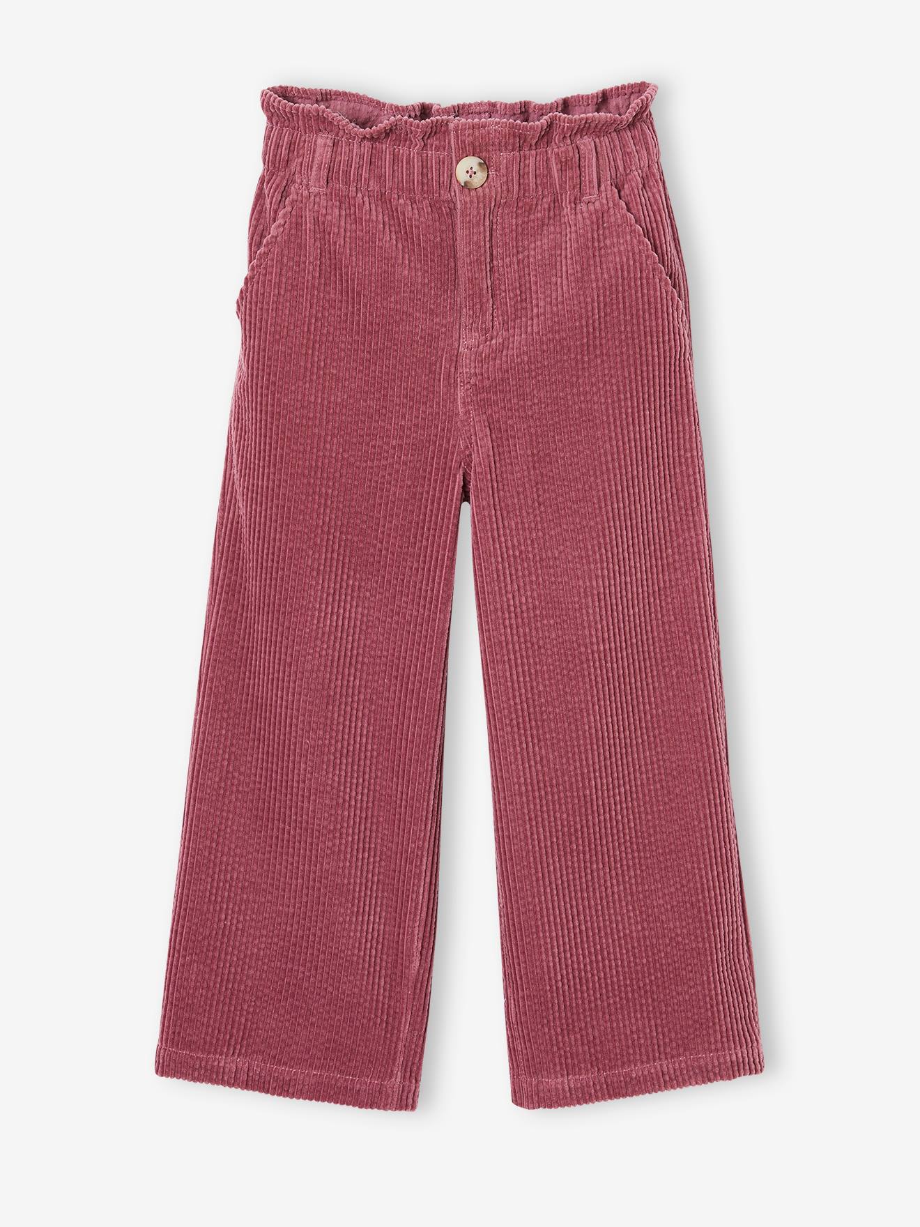 Vertbaudet Ruime Ribfluwelen Paperbag-stijl Broek Voor Meisjes Zachtpaars