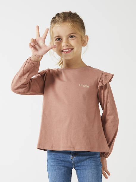 Fille-T-shirt, sous-pull-Tee-shirt blouse fille Basics manches longues personnalisable