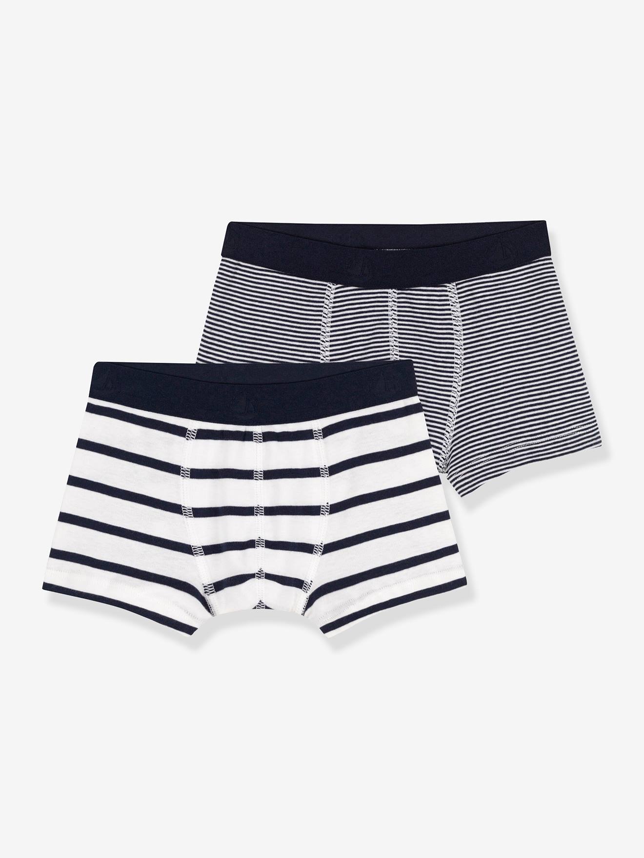 Set Van 2 Gestreepte Boxershorts Petit Bateau Veel Wit