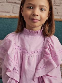 Meisje-Hemd, blouse, tuniek-Maxi plumetisblouse met geborduurde ruches voor meisjes