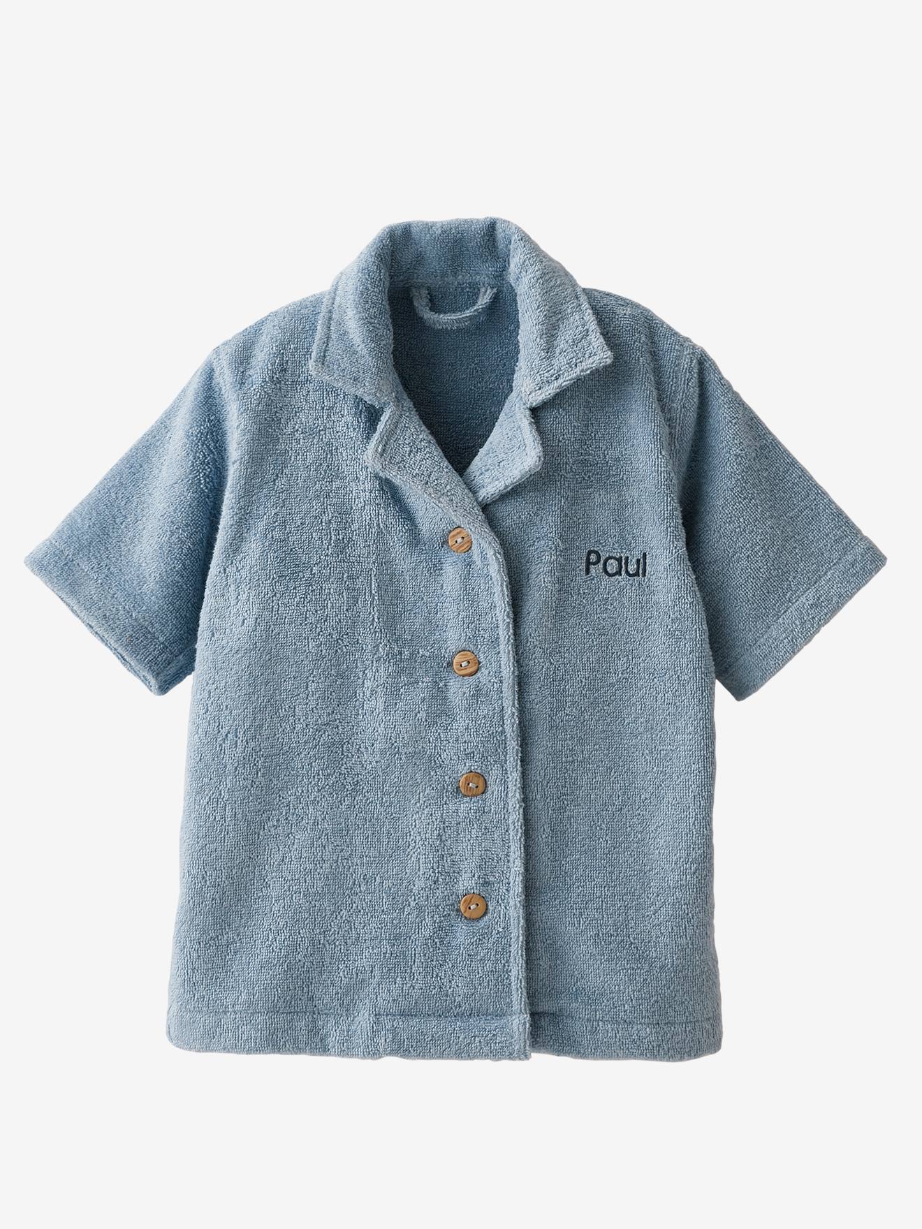 Vertbaudet Gepersonaliseerde Badjas Voor Baby's Met Gerecycled Katoenen Blouse Chambrayblauw