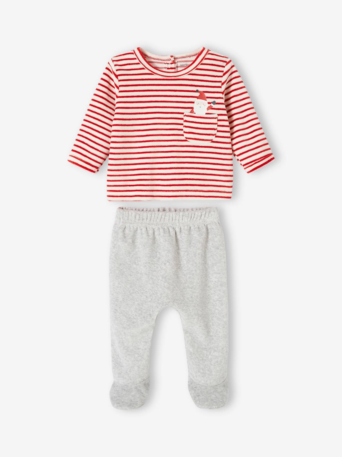 Vertbaudet Kerstpyjama Voor Baby's Van Fluweel Gemêleerd Grijs