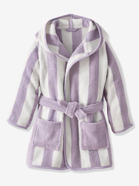 Peignoir de bain Enfant rayures TRANSAT personnalisable, avec coton recyclé rayé jaune+rayé rose+rayé vert+rayé violet - vertbaudet enfant 