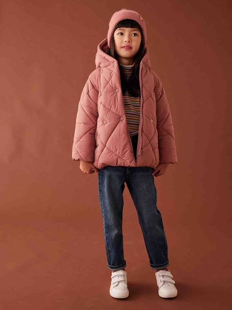 Fille-Manteau, veste-Doudoune à capuche doublée sherpa fille