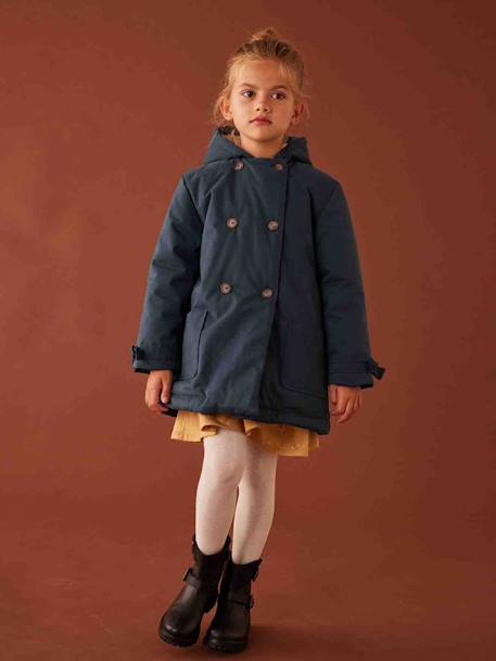 Fille-Manteau, veste-Parka à capuche chic effet peau de pêche fille