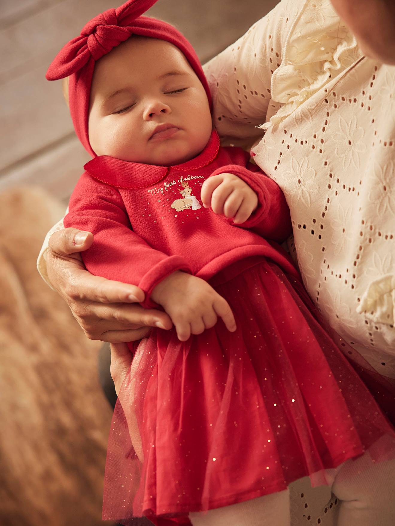 Vertbaudet Kerstset Voor Baby's, Jurk, Hoofdband En Maillot Rood