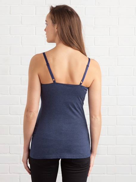 Lot de 2 débardeurs d'allaitement fines bretelles bleu+gris chiné+noir+blanc - vertbaudet enfant 