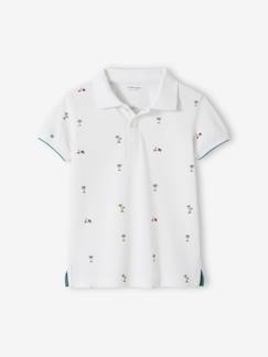 Garçon-T-shirt, polo, sous-pull-Polo imprimé garçon en maille piquée