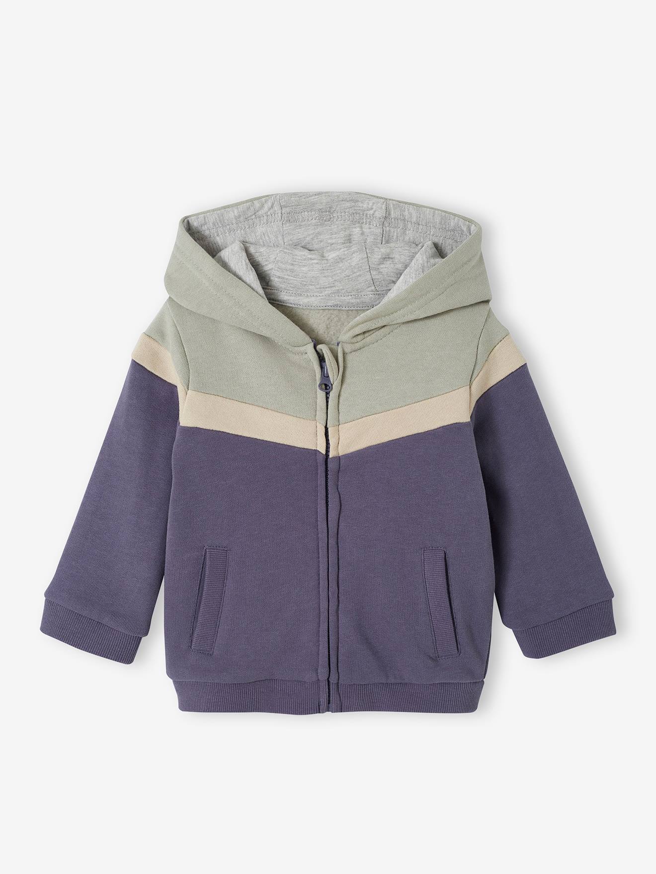 Vertbaudet Vest Jongensbaby Met Rits Met Capuchon Blauwgroen