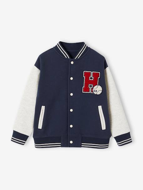 Sweat garçon molleton style teddy badge en bouclettes. anthracite+marine+vert émeraude+vert sapin - vertbaudet enfant 