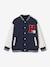 Sweat garçon molleton style teddy badge en bouclettes. anthracite+marine+vert émeraude+vert sapin - vertbaudet enfant 