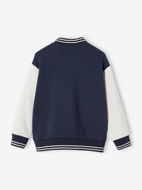 Sweat garçon molleton style teddy badge en bouclettes. anthracite+marine+vert émeraude+vert sapin - vertbaudet enfant 