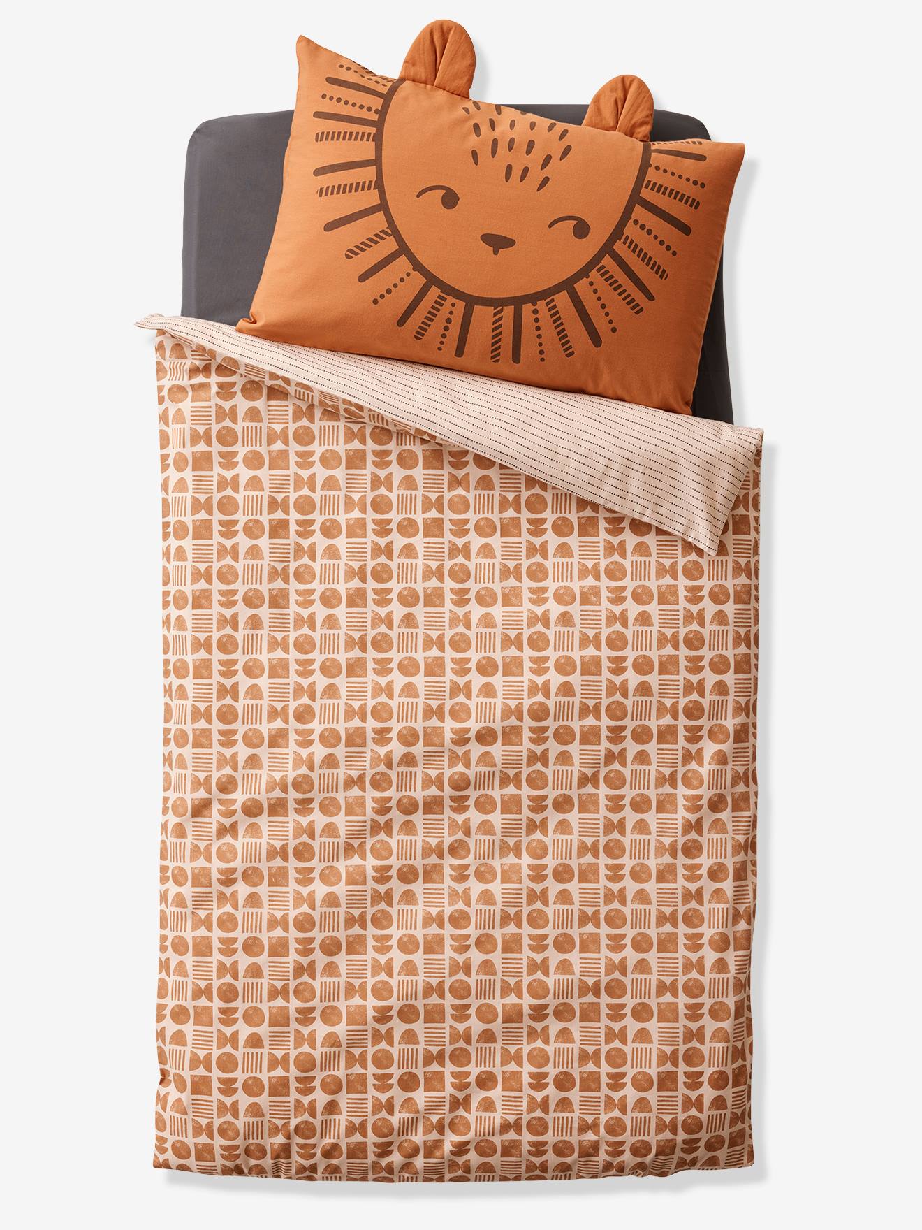 Vertbaudet Baby Dekbedovertrek Ethnic Oeko-Tex® Beige, Bedrukt