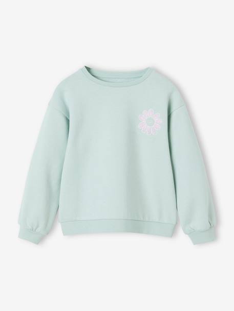 Fille-Pull, gilet, sweat-Sweat motif placé fille